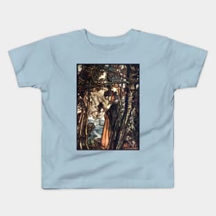 Brunnhilde Going to the Cave - Rhinegold and the Valkyries, Arthur Rackham Kids T-Shirt